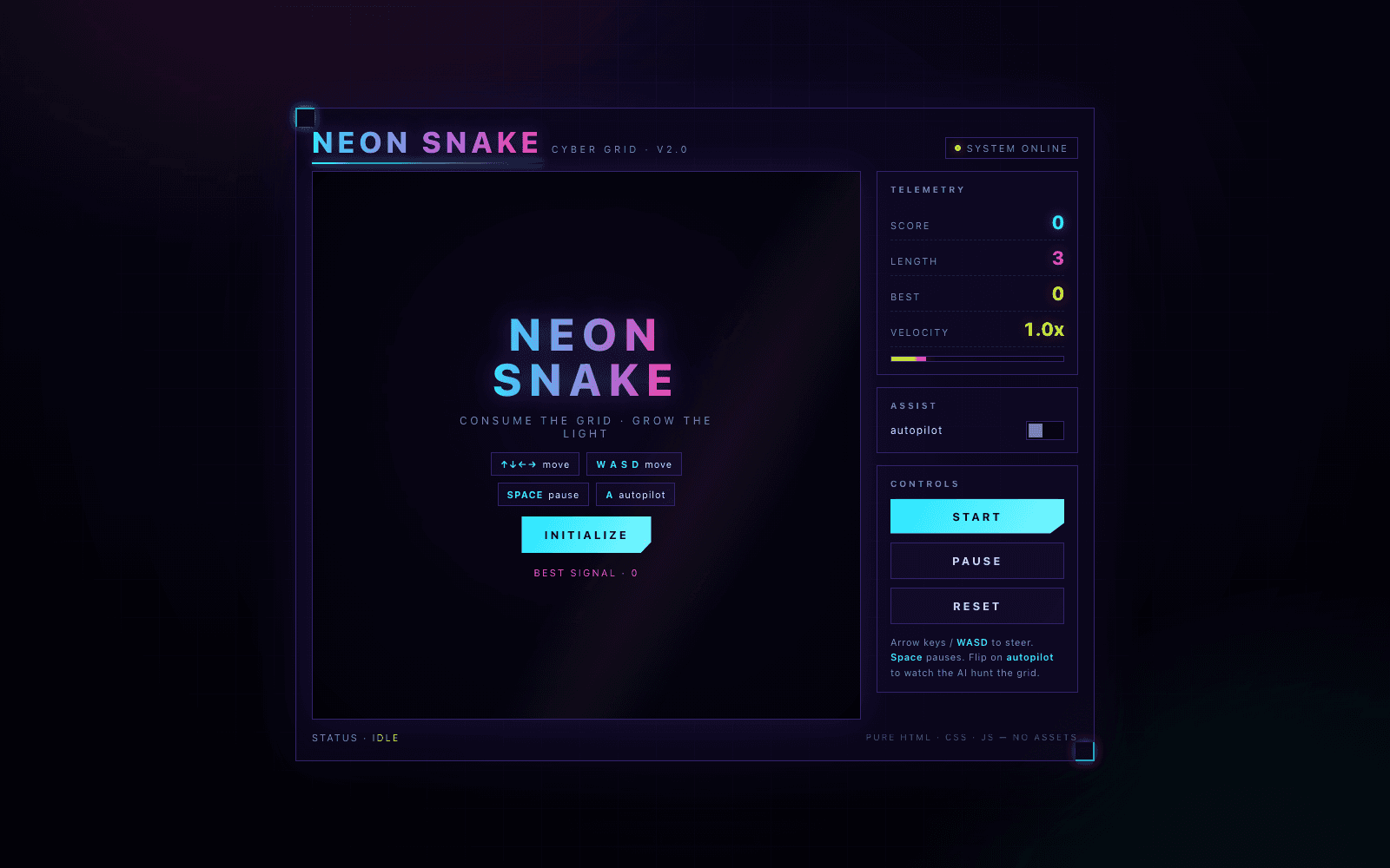 Neon Snake demo still