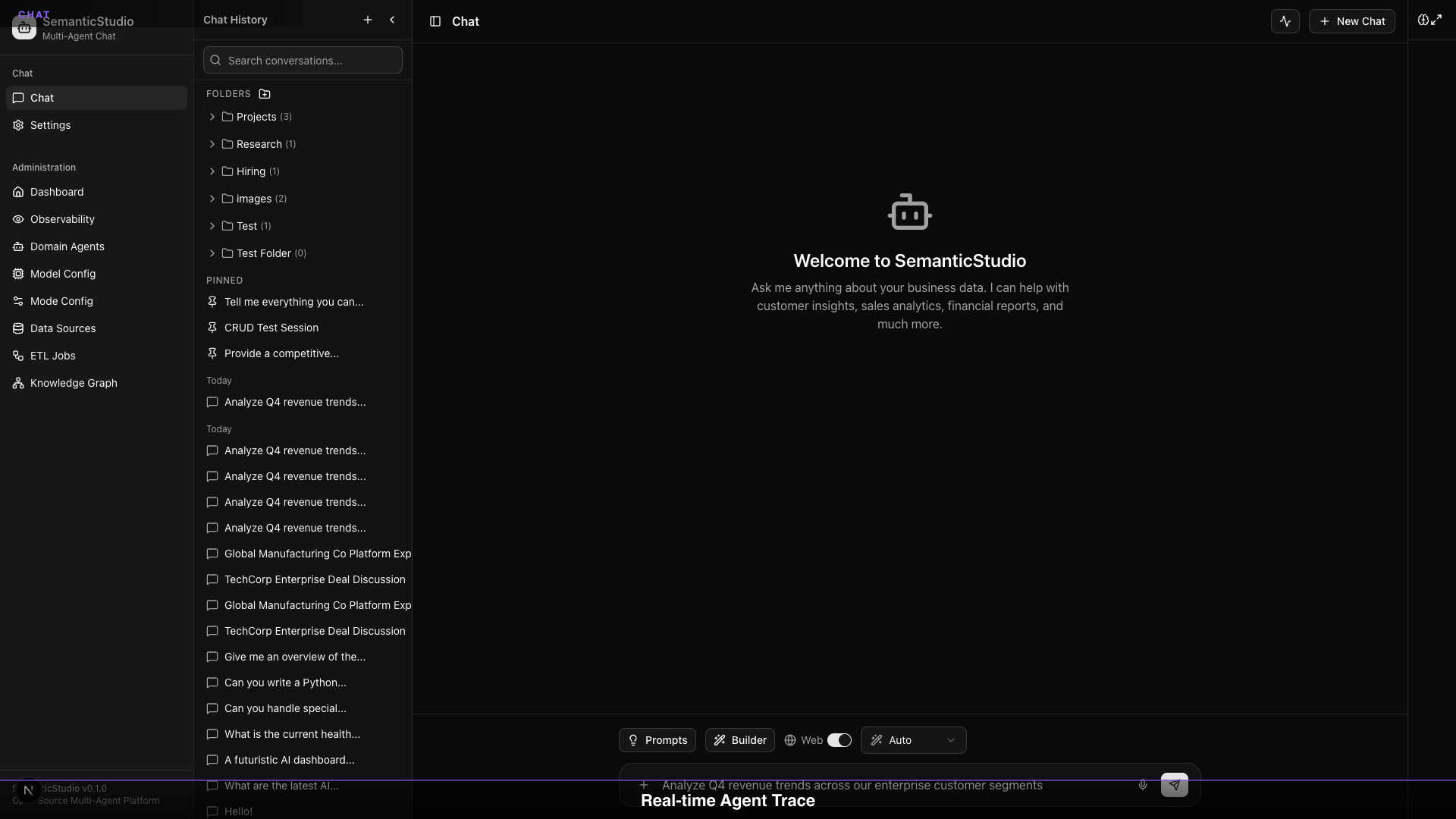 SemanticStudio trace panel showing reasoning transparency
